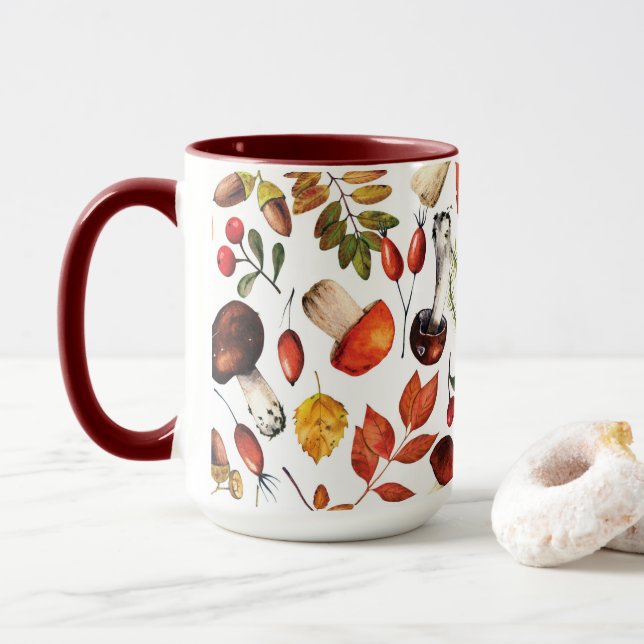 Mug Boue de champignons d'automne (Avec donut)