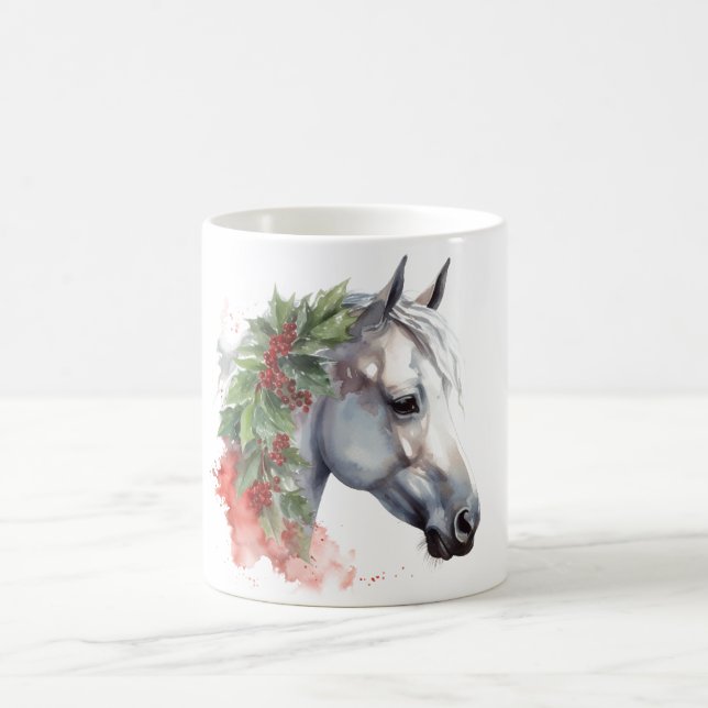 Mug Boue de Cheval d'aquarelle de Noël (Centre)