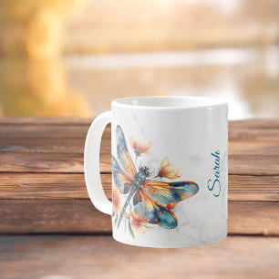 Mug Boue de libellules d'aquarelle personnalisée
