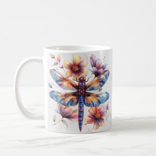 Mug Boue de libellules d'aquarelle personnalisée (Gauche)