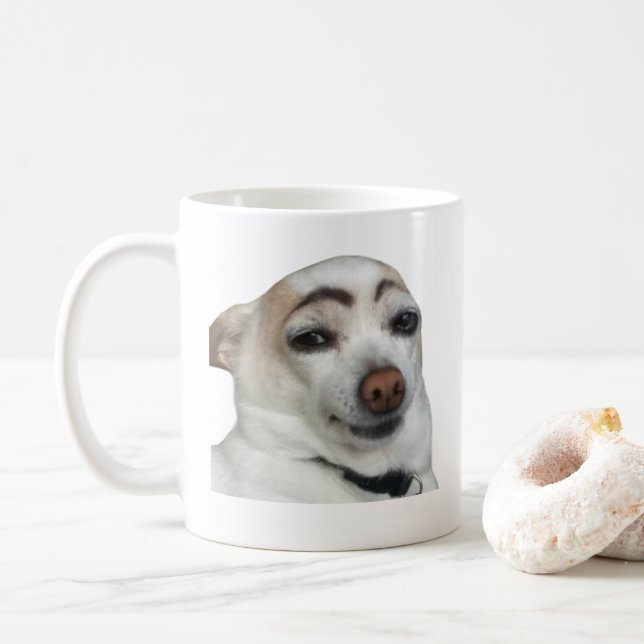 Mug Boue de mème de chien sourcil (Avec donut)