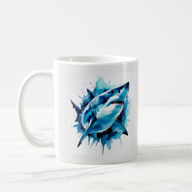 Mug Boue de requin aquarelle - Art océanique (Gauche)