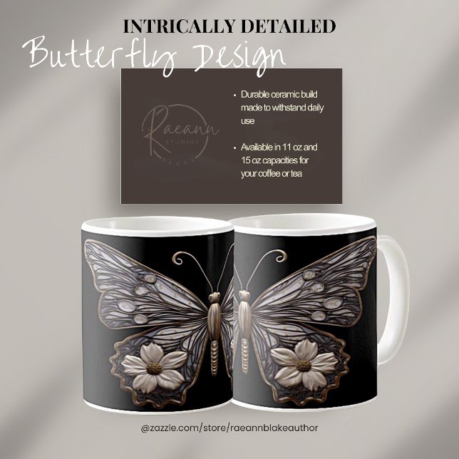 Mug Boue en céramique de conception papillon détaillée (Créateur téléchargé)