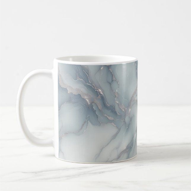 Mug Boue en marbre bleu pâle aux veines argentées (Gauche)