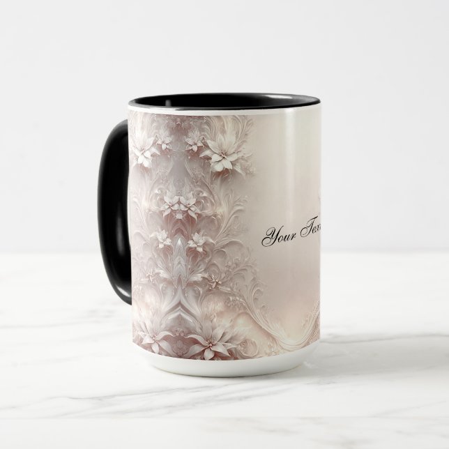 Mug Boue florale blanche d'ivoire (Devant gauche)