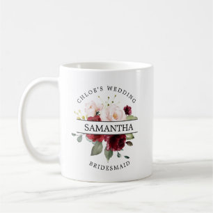 Mug Boue florale de rose rose rouge bordeaux
