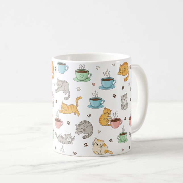 Mug Boue Motif de café et de chats (Devant droit)