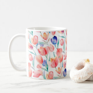 Mug Boue Motif des tulipes d'aquarelle