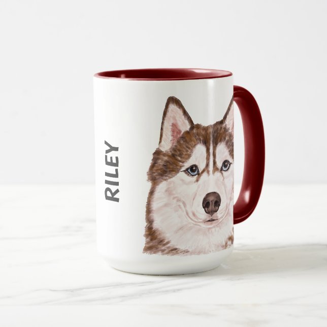 Mug Boue personnalisée Husky Watercolor (Devant droit)