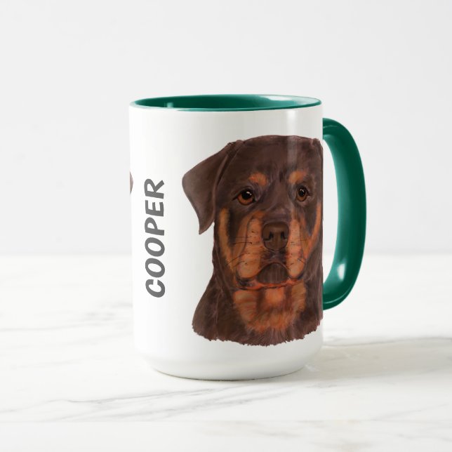 Mug Boue personnalisée Rottweiler (Devant droit)