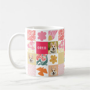 Mug Boue rose florale à visage de chien personnalisé