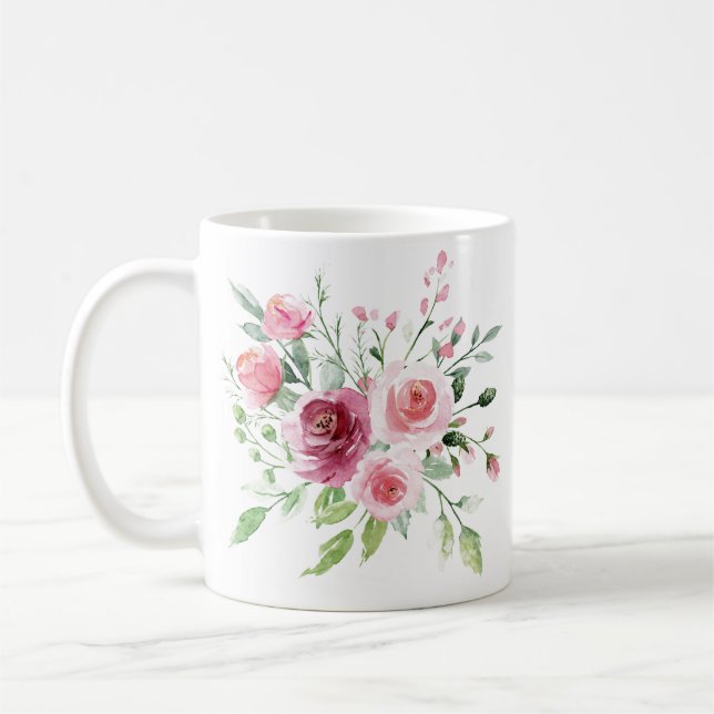 Mug Boue Rose Pastel Aquarelle (Gauche)