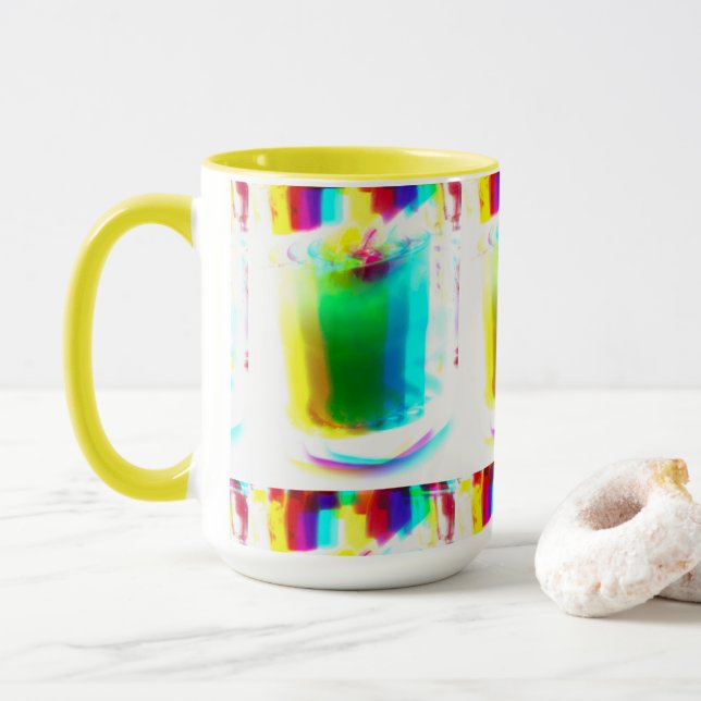 Mug Boug Abstrait Popart Principal Arc-en-ciel (Avec donut)