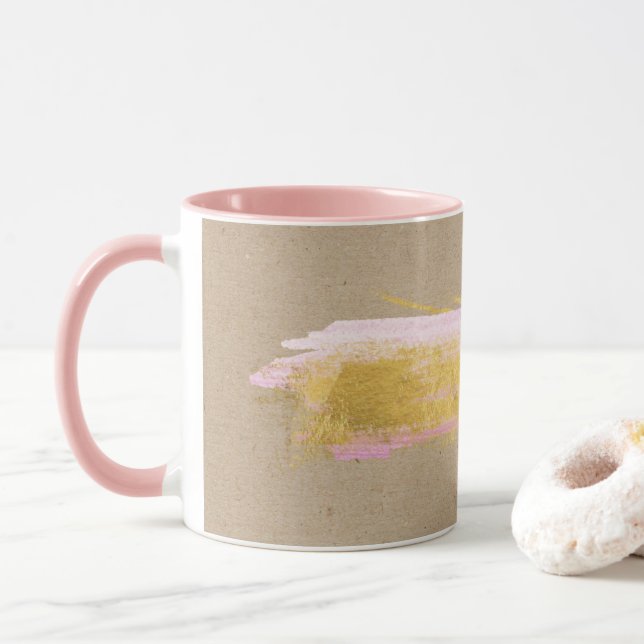 Mug Boug brosse rose or Kraft personnalisé (Avec donut)