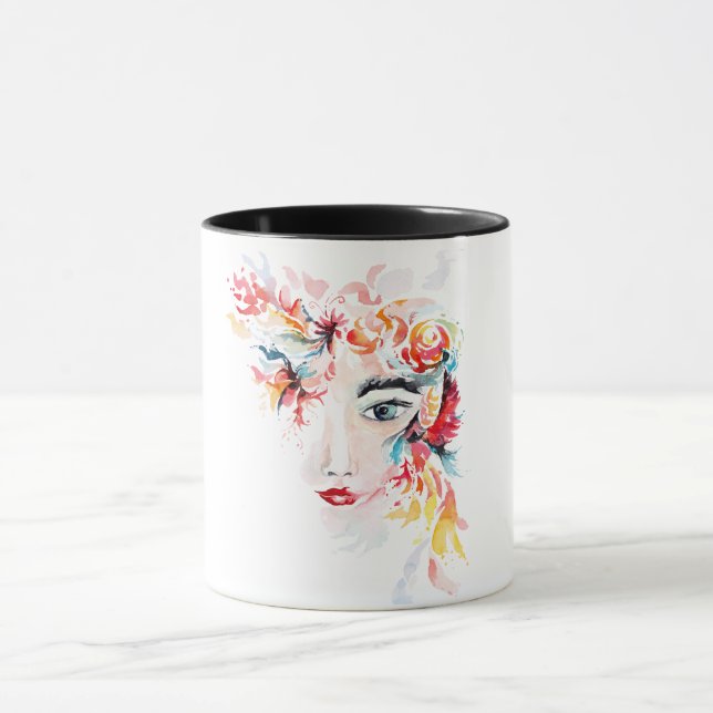 Mug Boug d'aquarelle florale vibre (Centre)