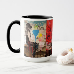 Mug Boug d'art de rue coloré - Bouton de coeur urbain