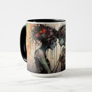 Mug Boug d'art de rue coloré - Bouton de coeur urbain