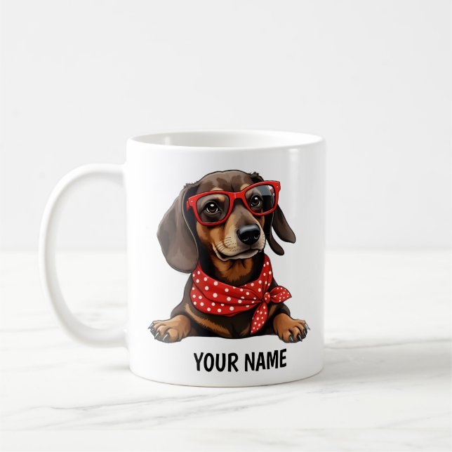 Mug Boug de café Dachshund personnalisé - Saucisse mig (Gauche)