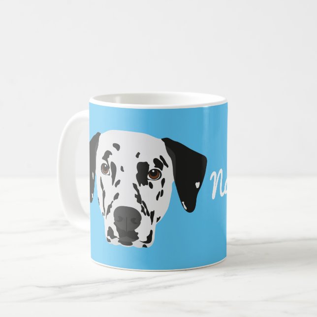Mug Boug de café de chien dalmate noir tacheté (Devant gauche)