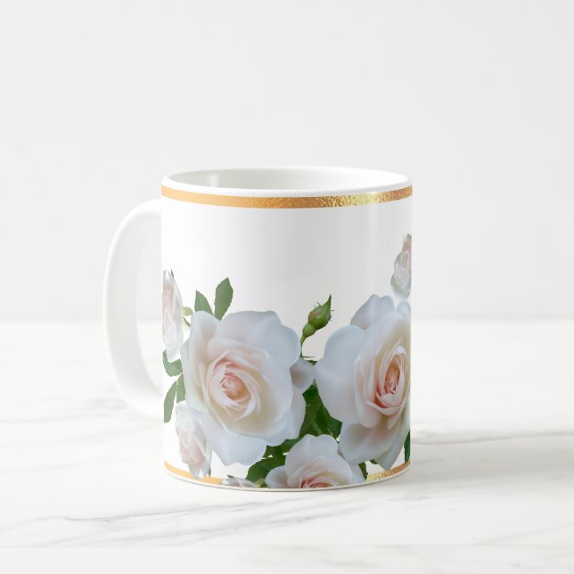 Mug Boug de café floral moulé en or (Devant gauche)