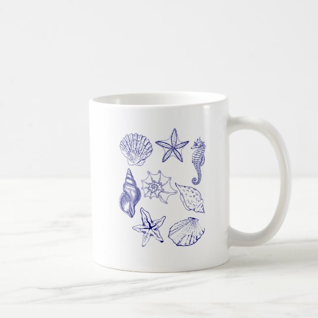 Mug Boug de coquillages marins - Ligne bleue Coupe d'o (Droite)