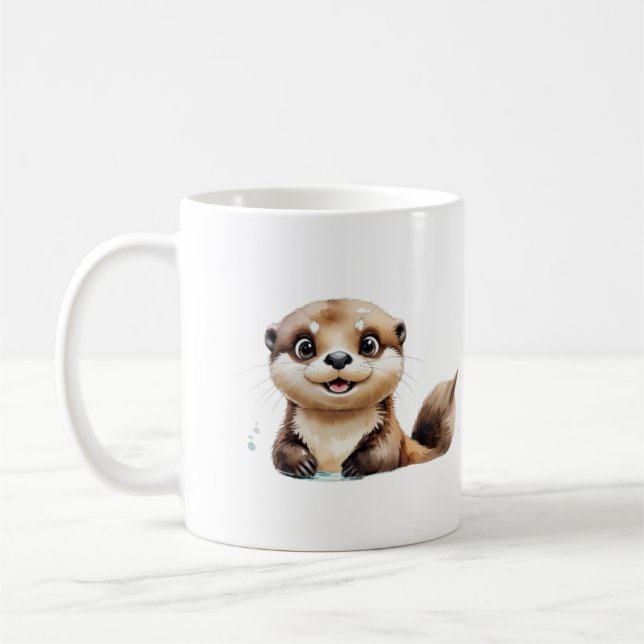 Mug Boug de loutres de mer d'aquarelle - Cadeau d'amou (Gauche)