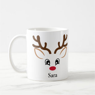 Mug Boug de Noël personnalisé adorable renne visage
