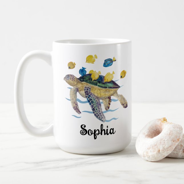 Mug Boug de tortue personnalisée, Cadeau d'amoureux de (Avec donut)
