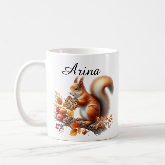 Mug Boug d'écureuil adorable personnalisé manger un bi (Gauche)