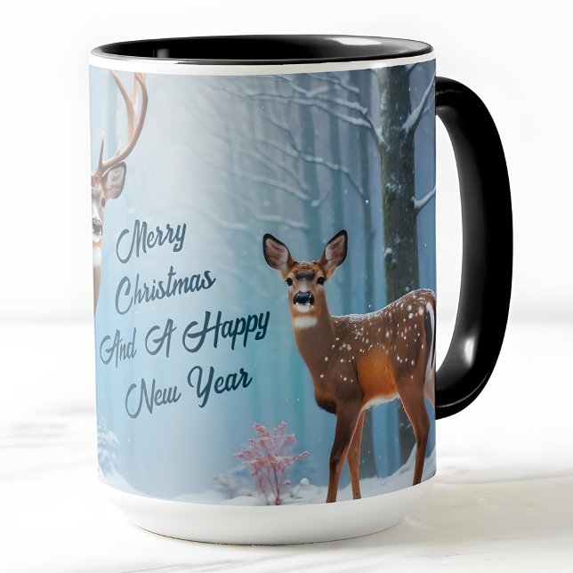 Mug Boug Deer & Doe De Noël Dans Une Forêt Neige (Créateur téléchargé)