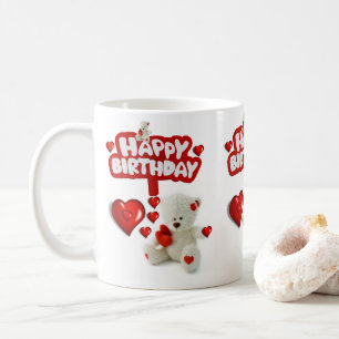 Mug Boug d'ours en peluche blanc Joyeux Anniversaire M