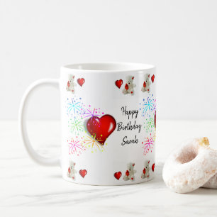 Mug Boug d'ours en peluche blanc Joyeux Anniversaire M