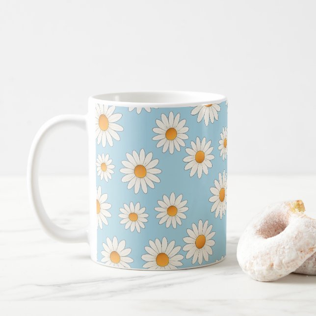 Mug Boug floral de marguerite - Café Motif aux fleurs  (Avec donut)