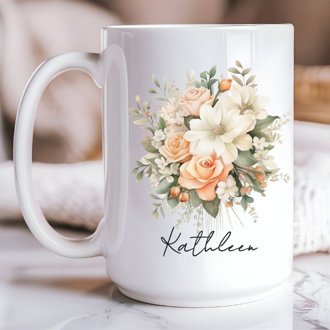 Mug Boug floral personnalisé, cadeau pour les femmes e ( personalized name mug, flowers mug, birthday gift for women, Mother’s Day gift, mom mug, bridesmaid)