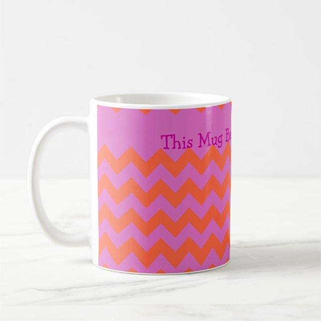 Mug Boug, magenta et Chevrons orange personnalisés (Gauche)