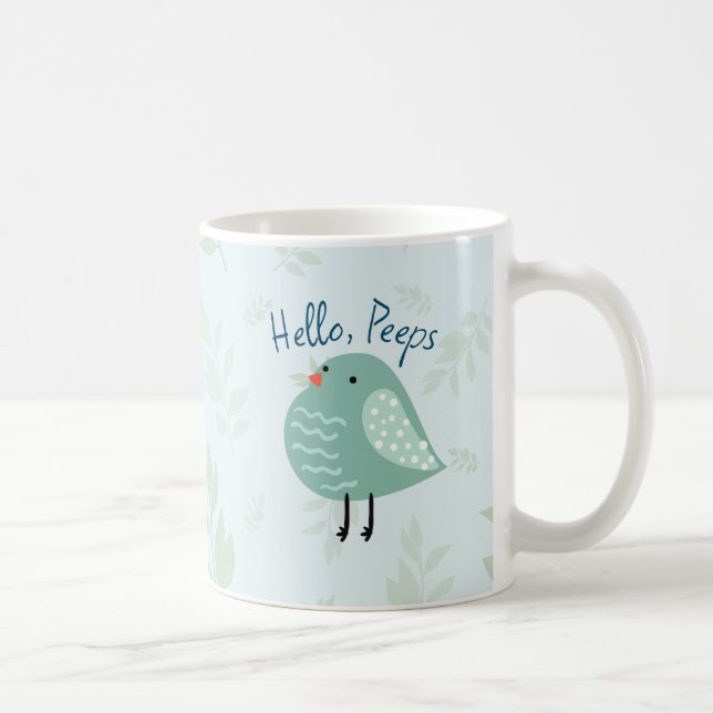 Mug Boug mignonne avec l'oiseau "Bonjour les gens" (Droite)