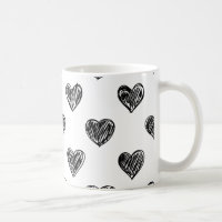 Boug Motif de croquis de coeur noir et blanc