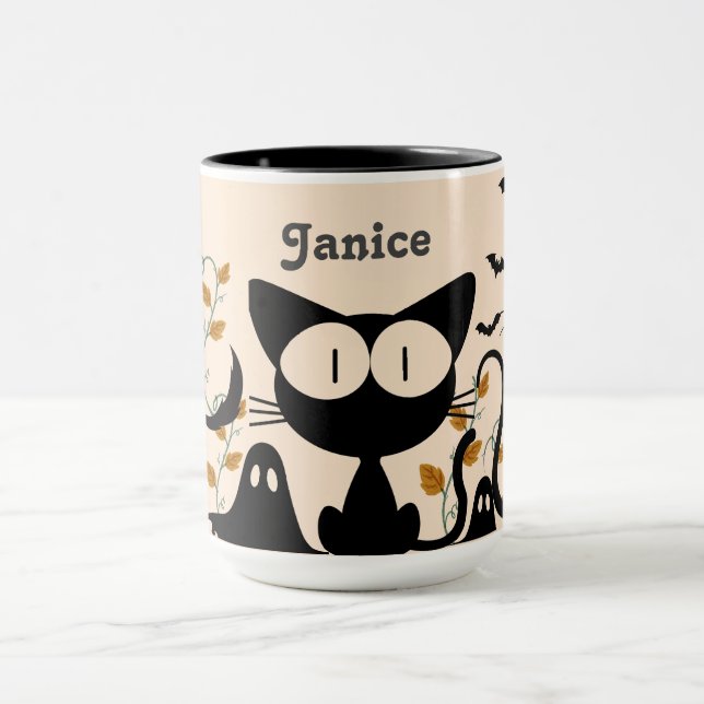 Mug Boug personnalisé - Chats noirs Éffrayants (Centre)