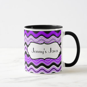 Mug Boug personnalisé pourpre, noir, blanc ondulé