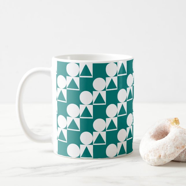 Mug Bouge De Café Avec Cercle, Triangle & Motif Carré (Avec donut)