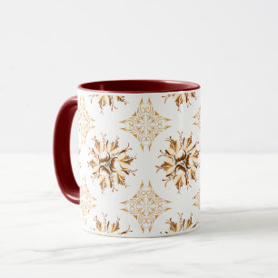 Mug Bouge de café floral Inky Brown orange et blanc
