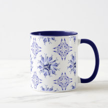 Bouge de café floral Inky | Indigo et White