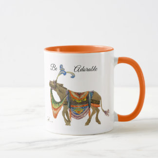 Mug Bouge de café, orange, mignon âne coloré