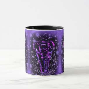 Mug Bouge De Café Purple Rose Elephant Dans La Nuit Ét