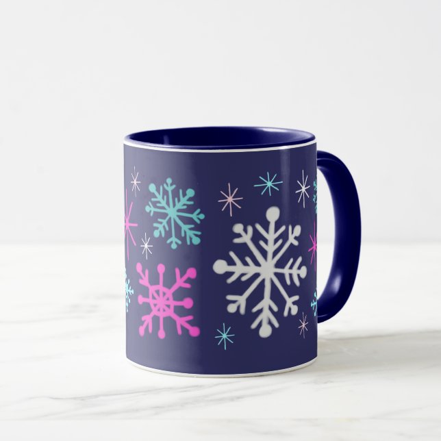 Mug Bouge de café Retro Snowflakes (Devant droit)