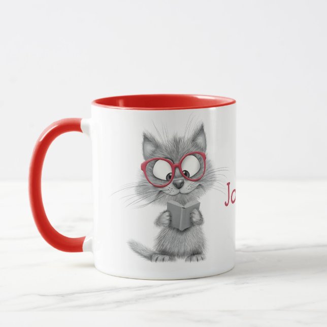 Mug Bouge de lecture de chat mignonne personnalisée av (Gauche)
