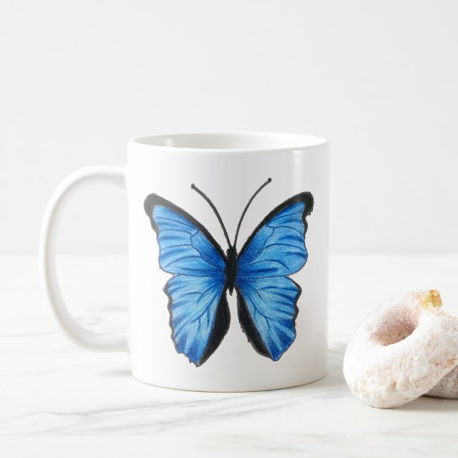 Mug Bouge de thé à papillon bleu (Avec donut)