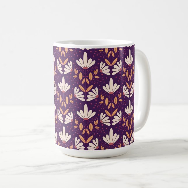 Mug Bouge florale de rêve blanc et violet (Devant droit)