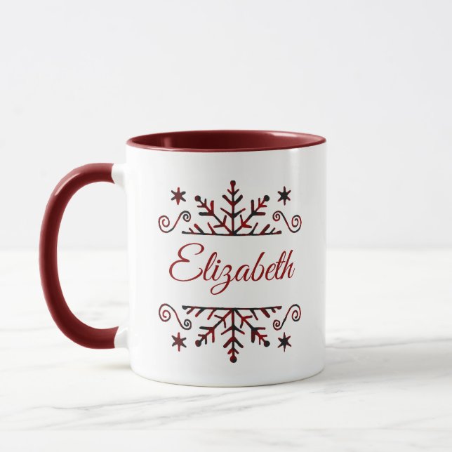 Mug Bouge personnalisée de flocons de neige (Gauche)