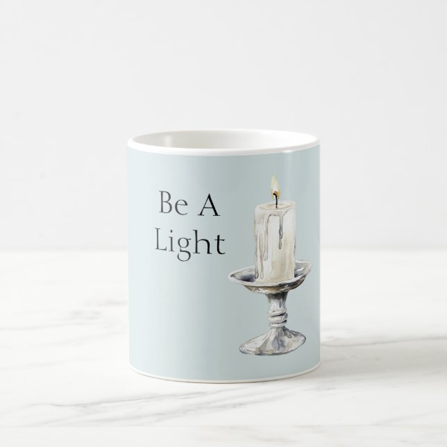 Mug Bougie Blanche Argentée Soyez Une Lumière (Centre)